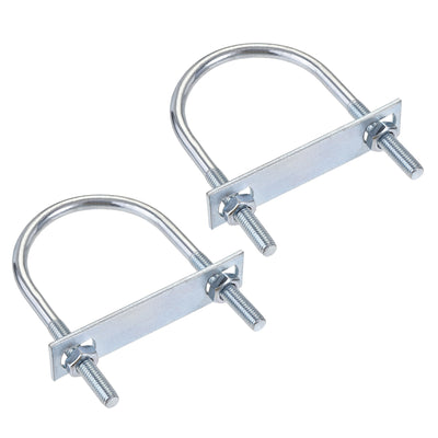 Harfington Round U-Bolt 63mm Inner Width 110mm Length Steel M8 with Nut Plate 2 Sets