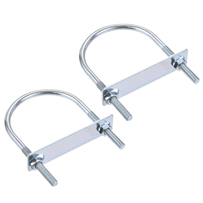 Harfington Round U-Bolt 80mm Inner Width 130mm Length Steel M8 with Nut Plate 2 Sets