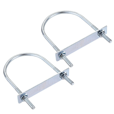 Harfington Round U-Bolt 90mm Inner Width 150mm Length Steel M8 with Nut Plate 2 Sets