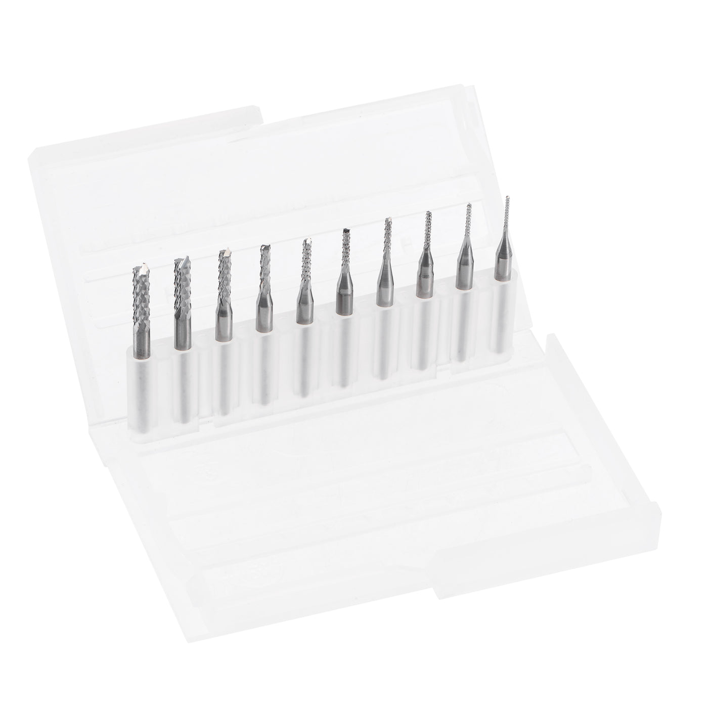 Harfington 0,8 mm-3,175 mm Schaftfräser CNC-Fräser, 1/8 Zoll Schaft, Hartmetall-Gravurfräser für Leiterplatten, Kunststoff, Fasern, Hartholz, 10 Stück