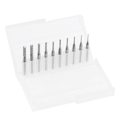 Harfington 0,8 mm-3,175 mm Schaftfräser CNC-Fräser, 1/8 Zoll Schaft, Hartmetall-Gravurfräser für Leiterplatten, Kunststoff, Fasern, Hartholz, 10 Stück
