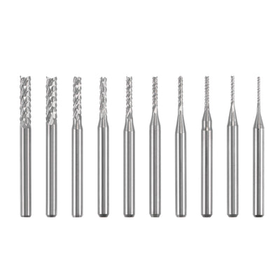 Harfington 0.8mm-3.175mm End Mill CNC Router Bits, 1/8" Shank Carbide Engraving Milling Cutter for PCB  Plastic Fiber Hard Wood 10pcs
