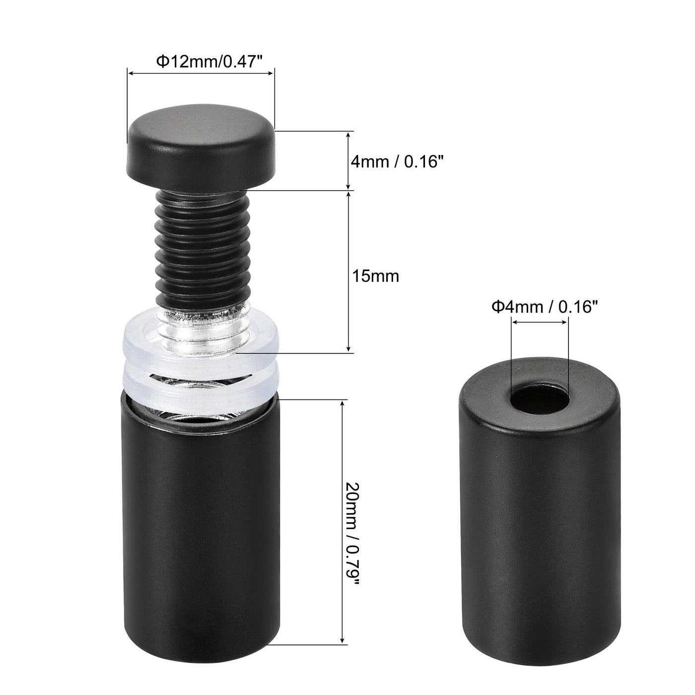 Harfington 1/2" Dia. x 1-1/16"(12x27mm) Standoff Screws Wall Mount Sign Holders Acrylic Glass Nails with Accessories 12pcs
