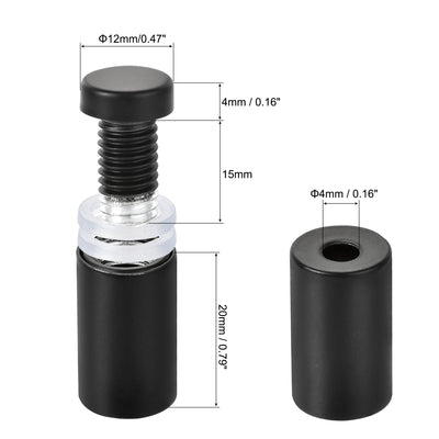 Harfington 1/2" Dia. x 1-1/16"(12x27mm) Standoff Screws Wall Mount Sign Holders Acrylic Glass Nails with Accessories 12pcs