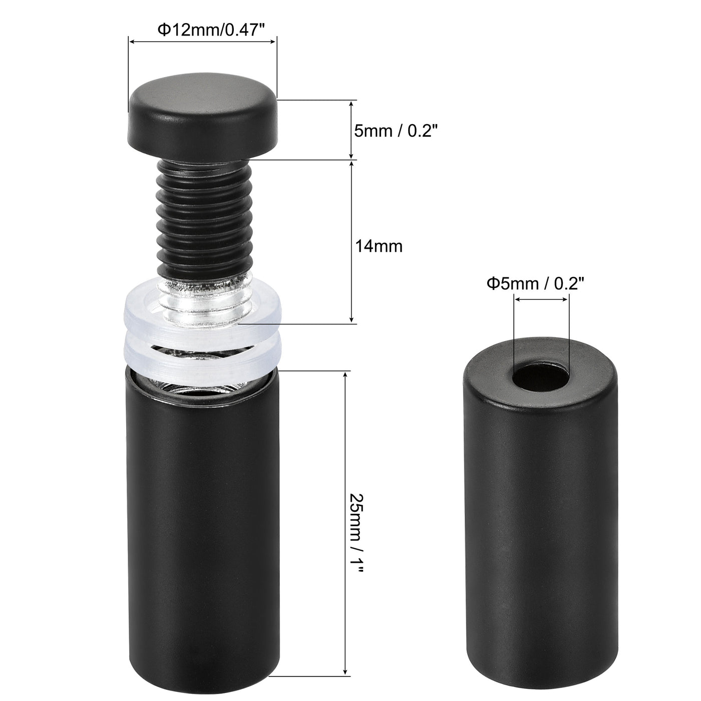 Harfington 1/2" Dia. x 1-5/16"(12x33mm) Standoff Screws Wall Mount Sign Holders Acrylic Glass Nails with Accessories 10pcs