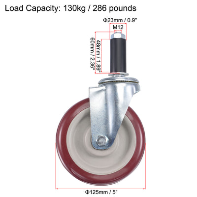 Harfington Swivel Expanding Stem Caster Diameter Capacity, for Kitchen Prep Tables, PVC
