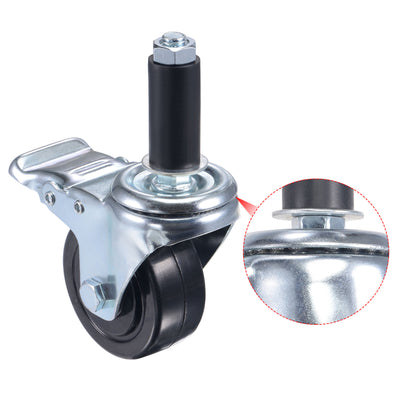 Harfington Swivel Expanding Stem Caster with Brake for Kitchen Prep Tables, Rubber