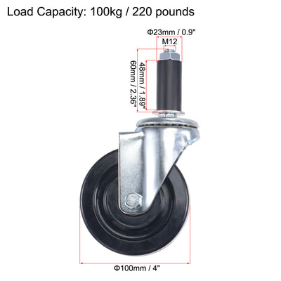 Harfington Swivel Expanding Stem Caster for Kitchen Prep Tables, Rubber