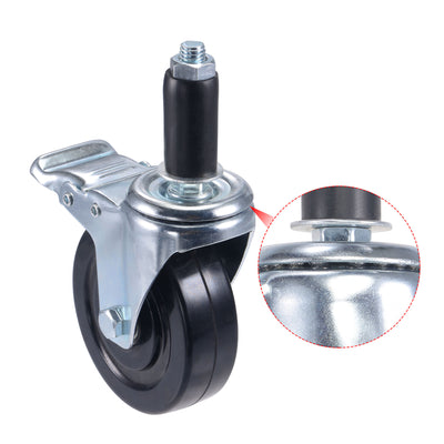 Harfington Swivel Expanding Stem Caster with Brake for Kitchen Prep Tables, Rubber
