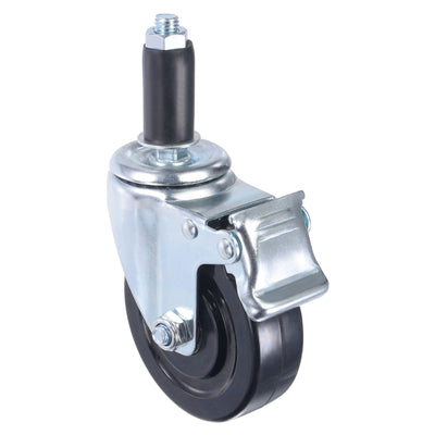 Harfington Swivel Expanding Stem Caster with Brake for Kitchen Prep Tables, Rubber