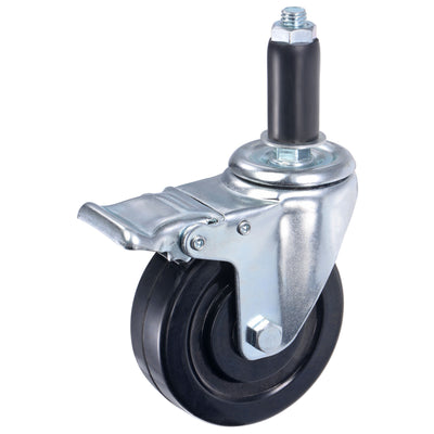 Harfington Swivel Expanding Stem Caster with Brake for Kitchen Prep Tables, Rubber