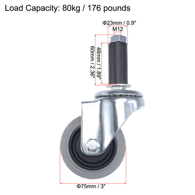 Harfington Swivel Expanding Stem Caster Anti-static for Kitchen Prep Tables, TPR