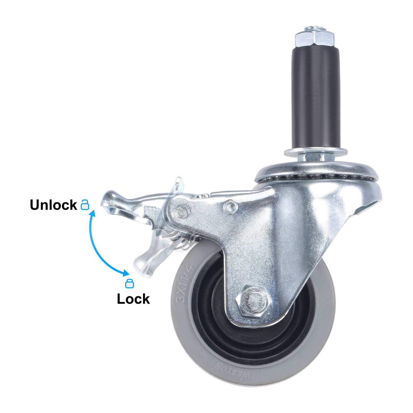 Harfington Swivel Expanding Stem Caster Anti-static with Brake for Kitchen Prep Tables, TPR