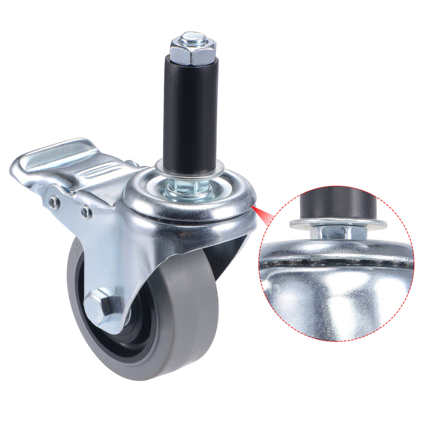 Harfington Swivel Expanding Stem Caster Anti-static with Brake for Kitchen Prep Tables, TPR