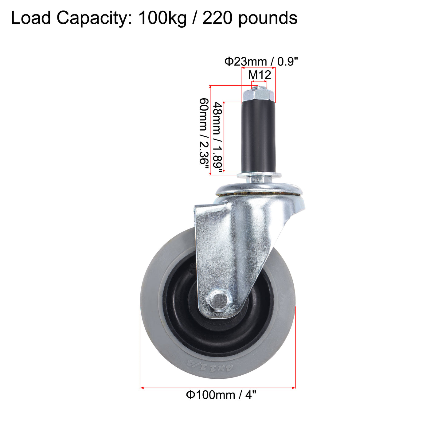 Harfington Swivel Expanding Stem Caster Anti-static for Kitchen Prep Tables, TPR