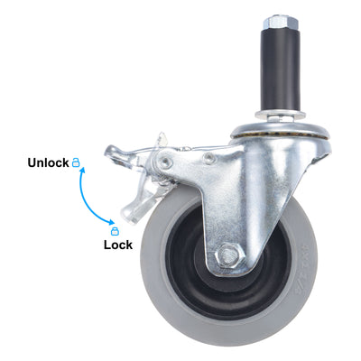 Harfington Swivel Expanding Stem Caster Anti-static with Brake for Kitchen Prep Tables, TPR