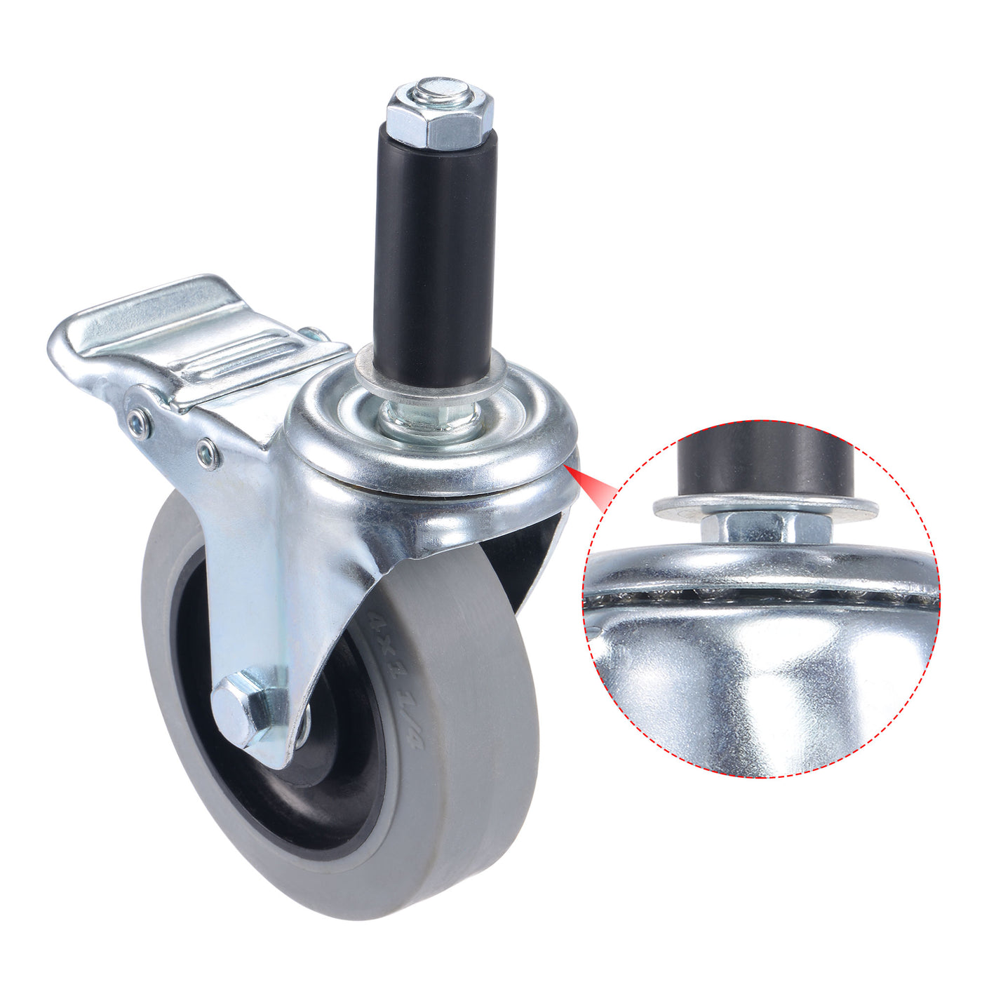 Harfington Swivel Expanding Stem Caster Anti-static with Brake for Kitchen Prep Tables, TPR