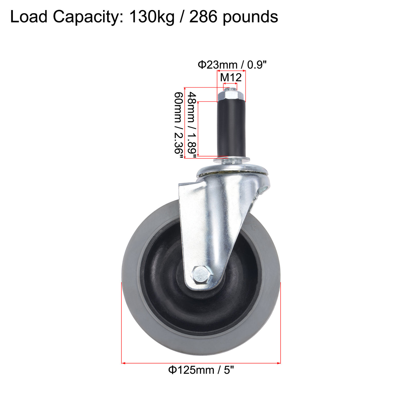 Harfington Swivel Expanding Stem Caster Anti-static for Kitchen Prep Tables, TPR