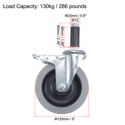 Harfington Swivel Expanding Stem Caster Anti-static with Brake for Kitchen Prep Tables, TPR