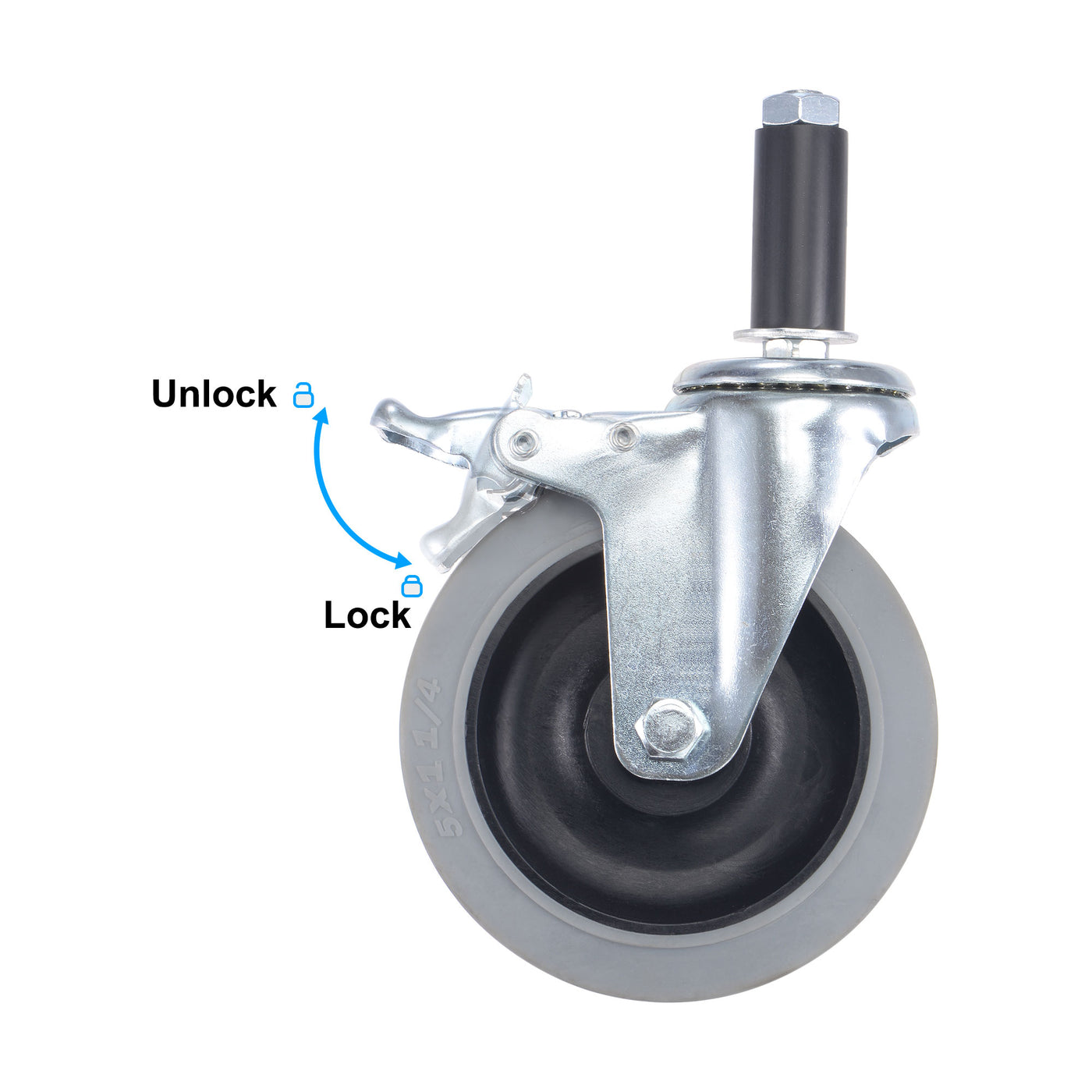 Harfington Swivel Expanding Stem Caster Anti-static with Brake for Kitchen Prep Tables, TPR