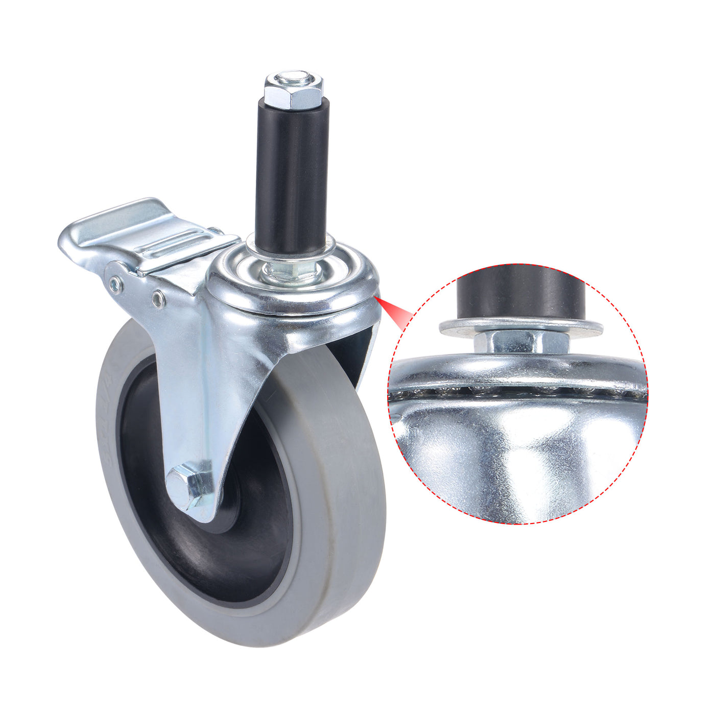 Harfington Swivel Expanding Stem Caster Anti-static with Brake for Kitchen Prep Tables, TPR