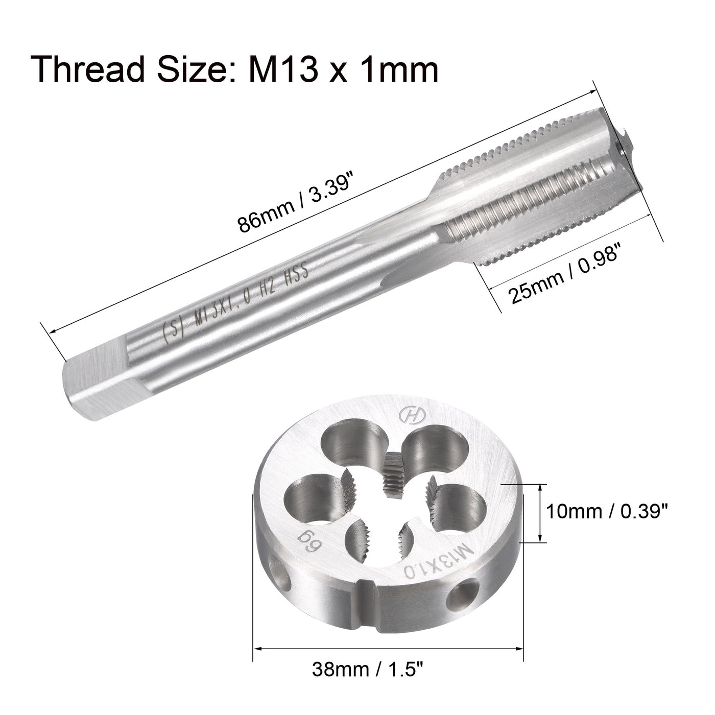 Harfington Metric Tap and Die Set HSS Machine Thread Tap with Round Die