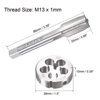 Harfington Metric Tap and Die Set HSS Machine Thread Tap with Round Die