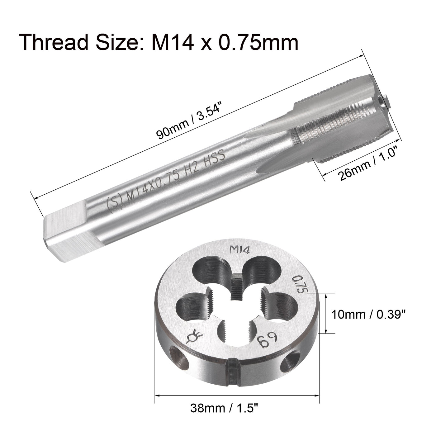 Harfington Metric Tap and Die Set HSS Machine Thread Tap with Round Die