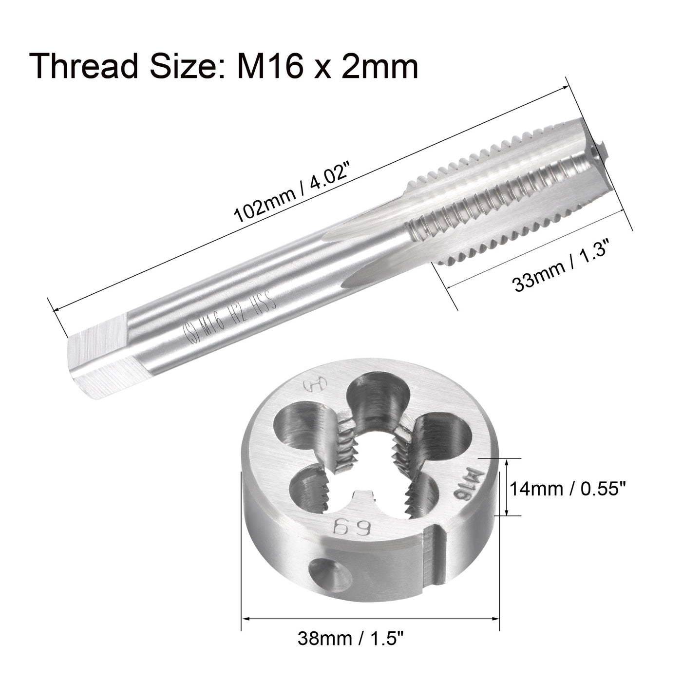 Harfington Metric Tap and Die Set HSS Machine Thread Tap with Round Die