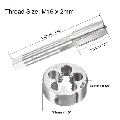 Harfington Metric Tap and Die Set HSS Machine Thread Tap with Round Die