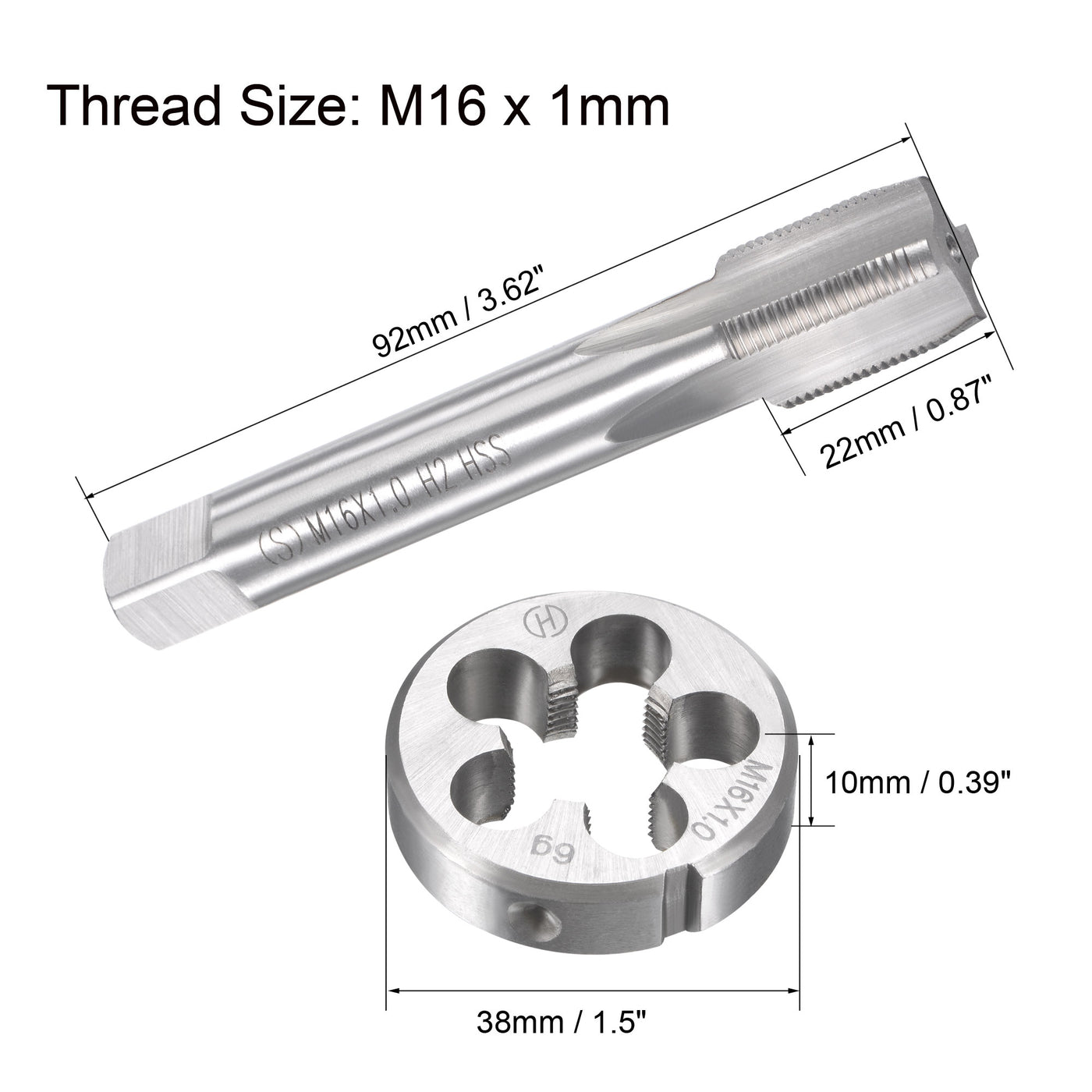 Harfington Metric Tap and Die Set HSS Machine Thread Tap with Round Die