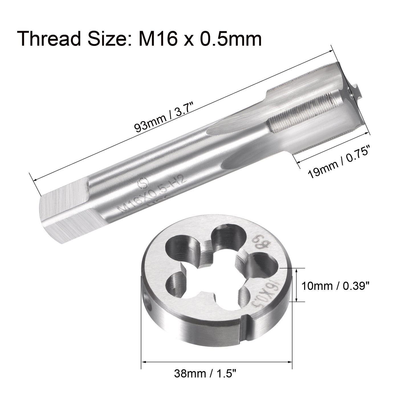 Harfington Metric Tap and Die Set HSS Machine Thread Tap with Round Die