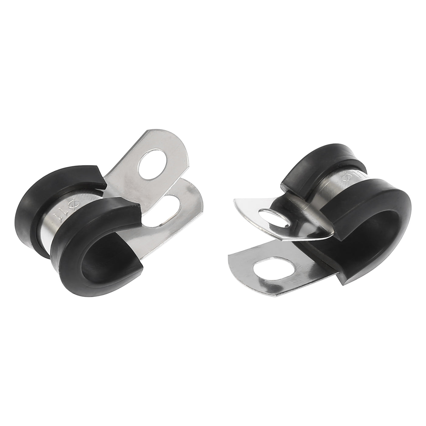 Harfington 10pcs R Shape Automotive 304 Stainless Steel Cable Clamp Rubber Cushioned Metal Clamp Fastener for Tube Pipe Wire Installation