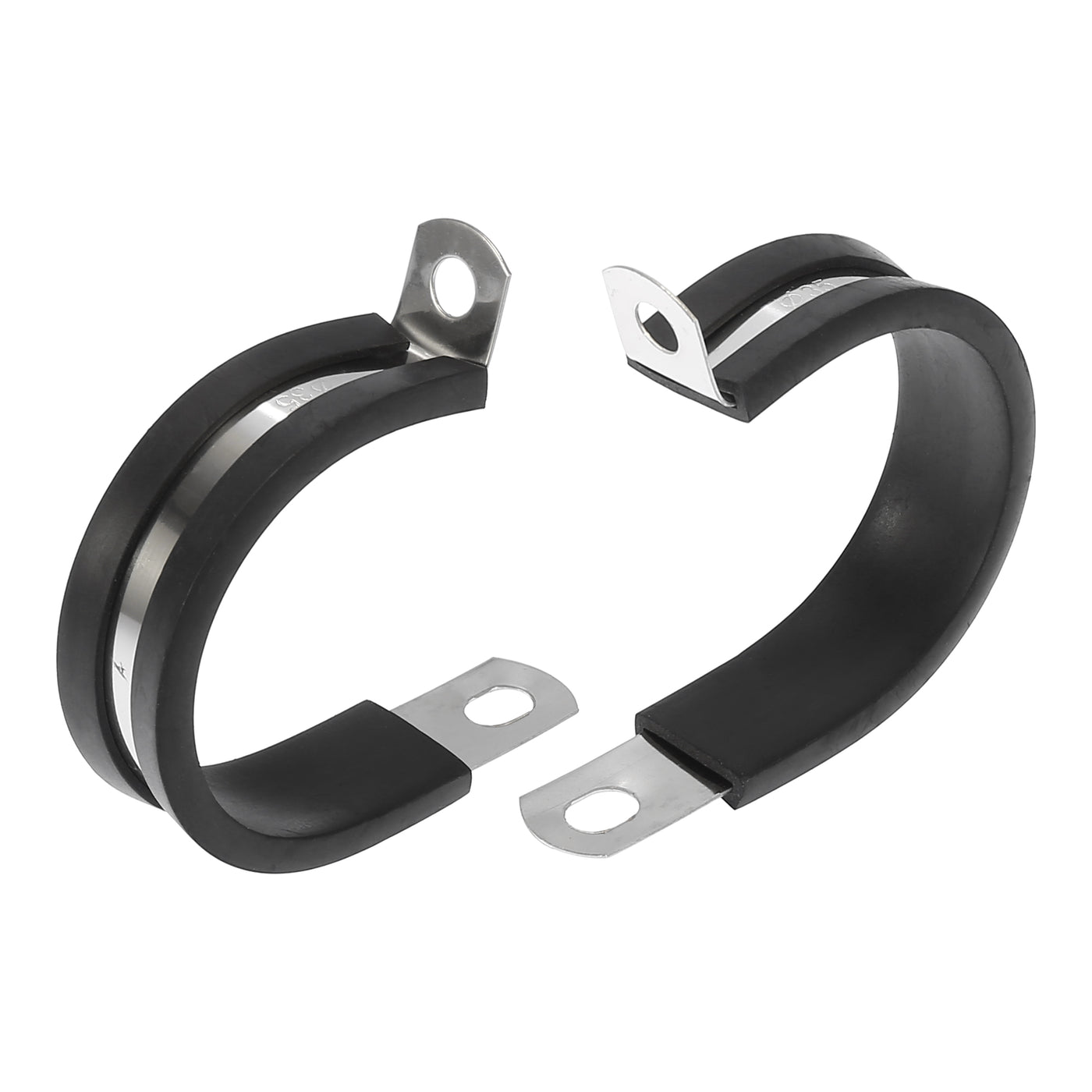 Harfington 10pcs R Shape Automotive 304 Stainless Steel Cable Clamp Rubber Cushioned Metal Clamp Fastener for Tube Pipe Wire Installation