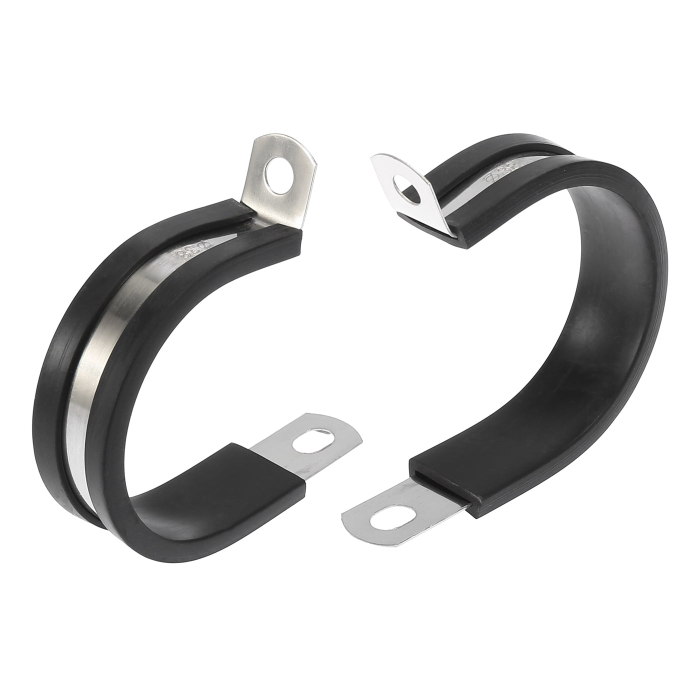 Harfington 10pcs R Shape Automotive 304 Stainless Steel Cable Clamp Rubber Cushioned Metal Clamp Fastener for Tube Pipe Wire Installation