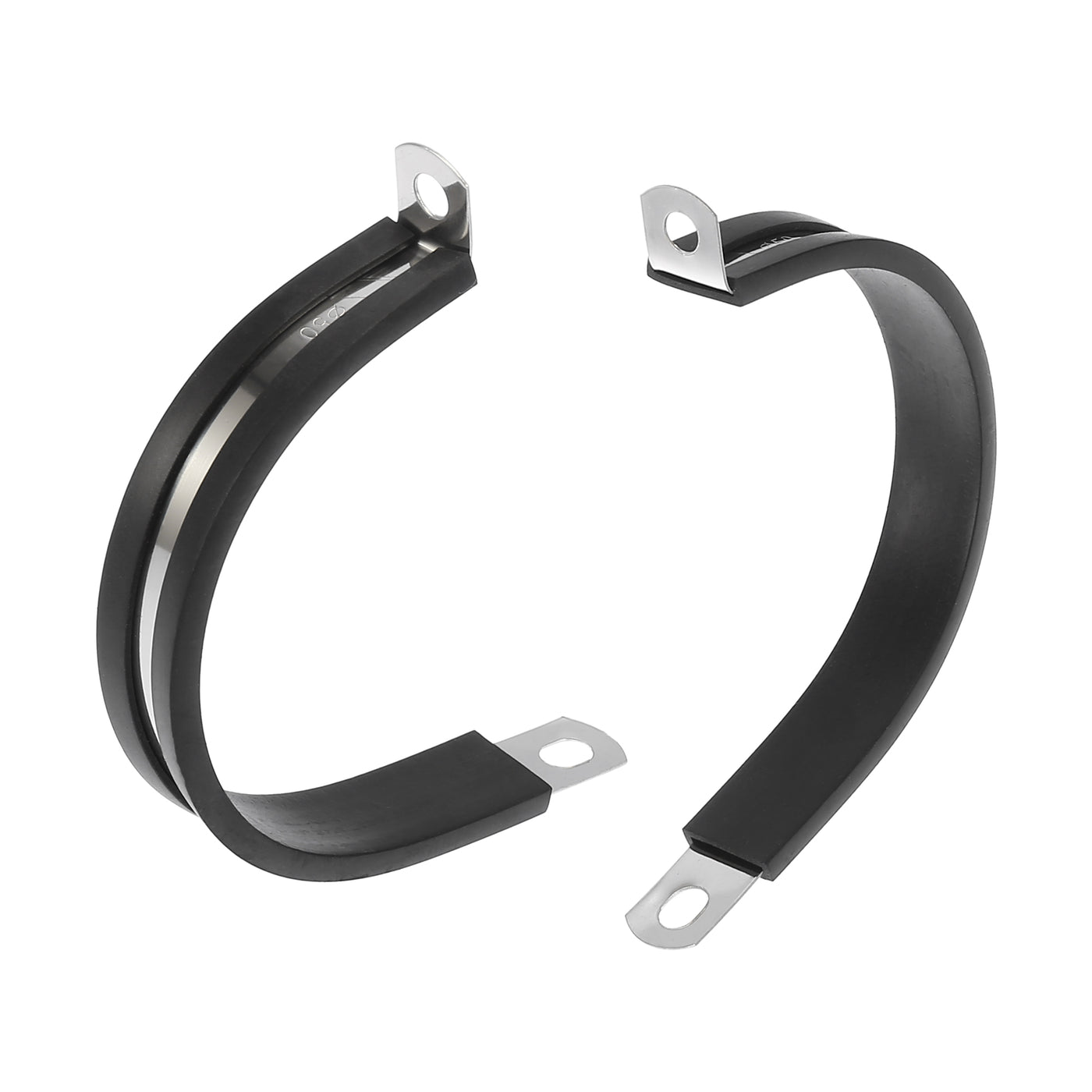 Harfington 10pcs R Shape Automotive 304 Stainless Steel Cable Clamp Rubber Cushioned Metal Clamp Fastener for Tube Pipe Wire Installation