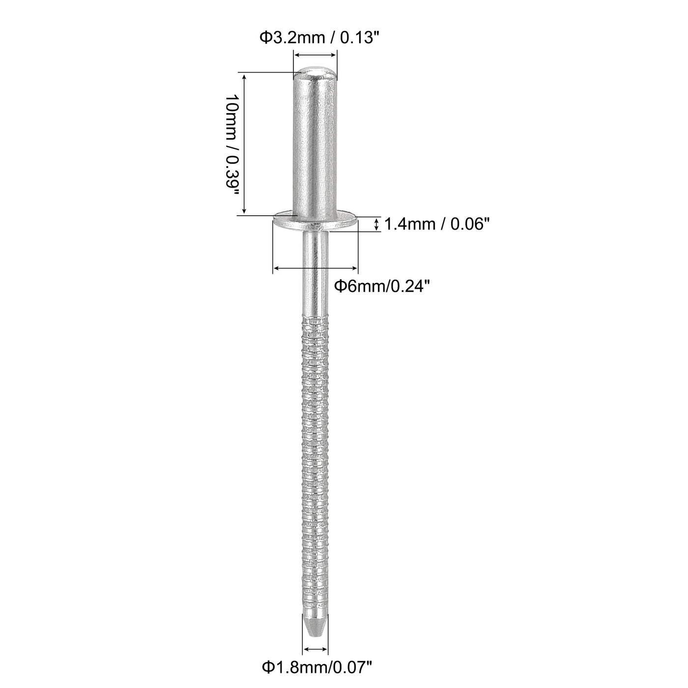 Harfington Blind Rivets 304 Stainless Steel 3.2mm Diameter 10mm Grip Length 100pcs