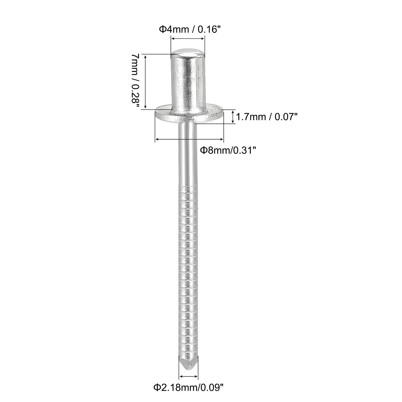 Harfington Blind Rivets 304 Stainless Steel 4mm Diameter 7mm Grip Length 25pcs
