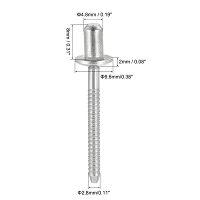 Harfington Blind Rivets, 304 Stainless Steel Pull Rivets Core Decoration Rivets Diameter Length