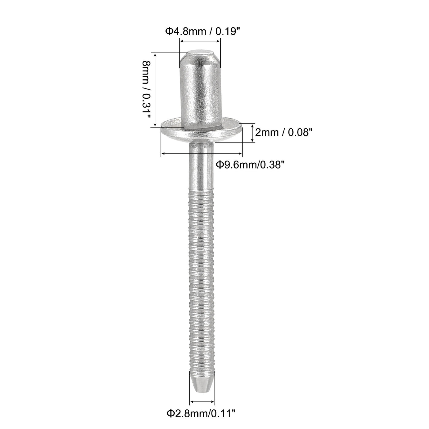Harfington Blind Rivets 304 Stainless Steel Diameter Grip Length Pull Rivets Core Decoration