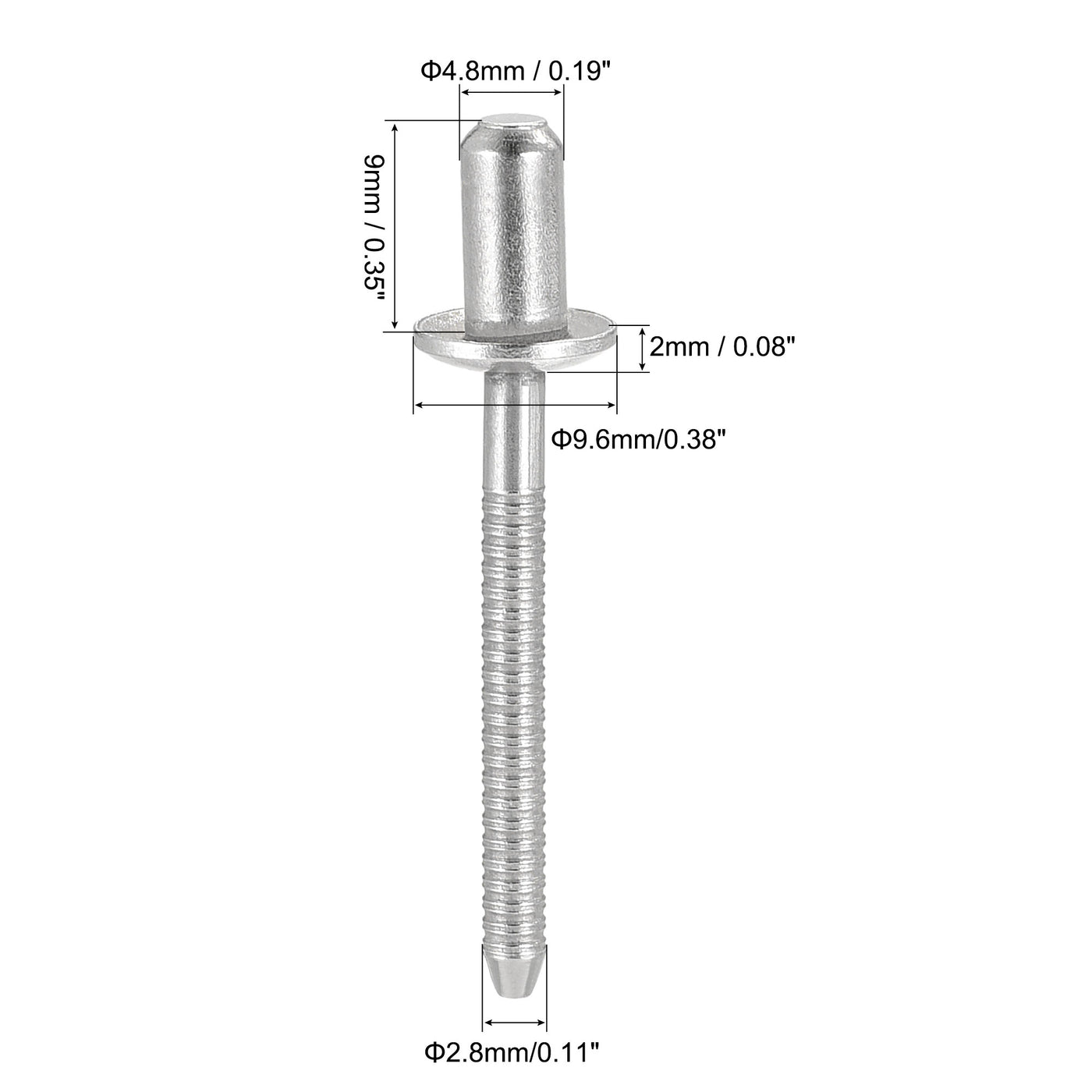 Harfington Blind Rivets, 304 Stainless Steel Pull Rivets Core Decoration Rivets Diameter Length