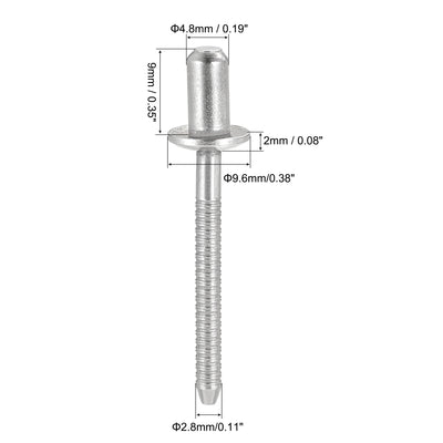 Harfington Blind Rivets, 304 Stainless Steel Pull Rivets Core Decoration Rivets Diameter Length