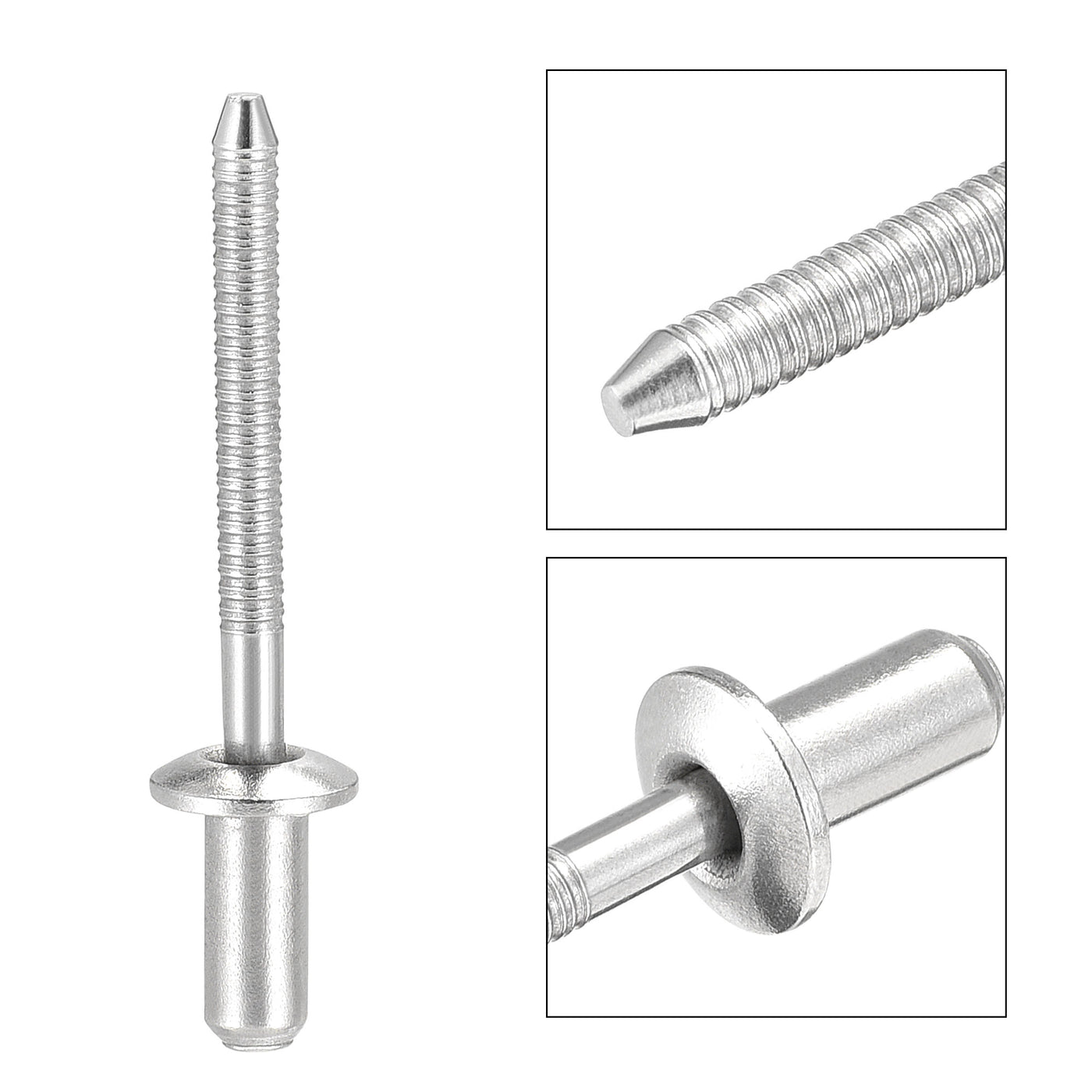 Harfington Blind Rivets, 304 Stainless Steel Pull Rivets Core Decoration Rivets Diameter Length
