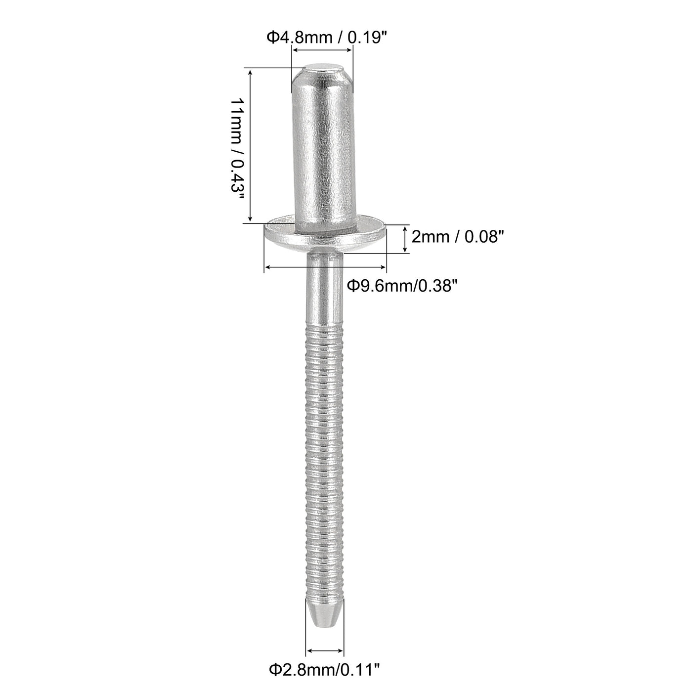 Harfington Blind Rivets, 304 Stainless Steel Pull Rivets Core Decoration Rivets Diameter Length