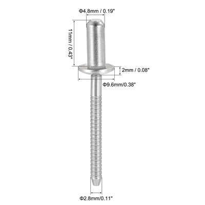 Harfington Blind Rivets 304 Stainless Steel Diameter Grip Length Pull Rivets Core Decoration