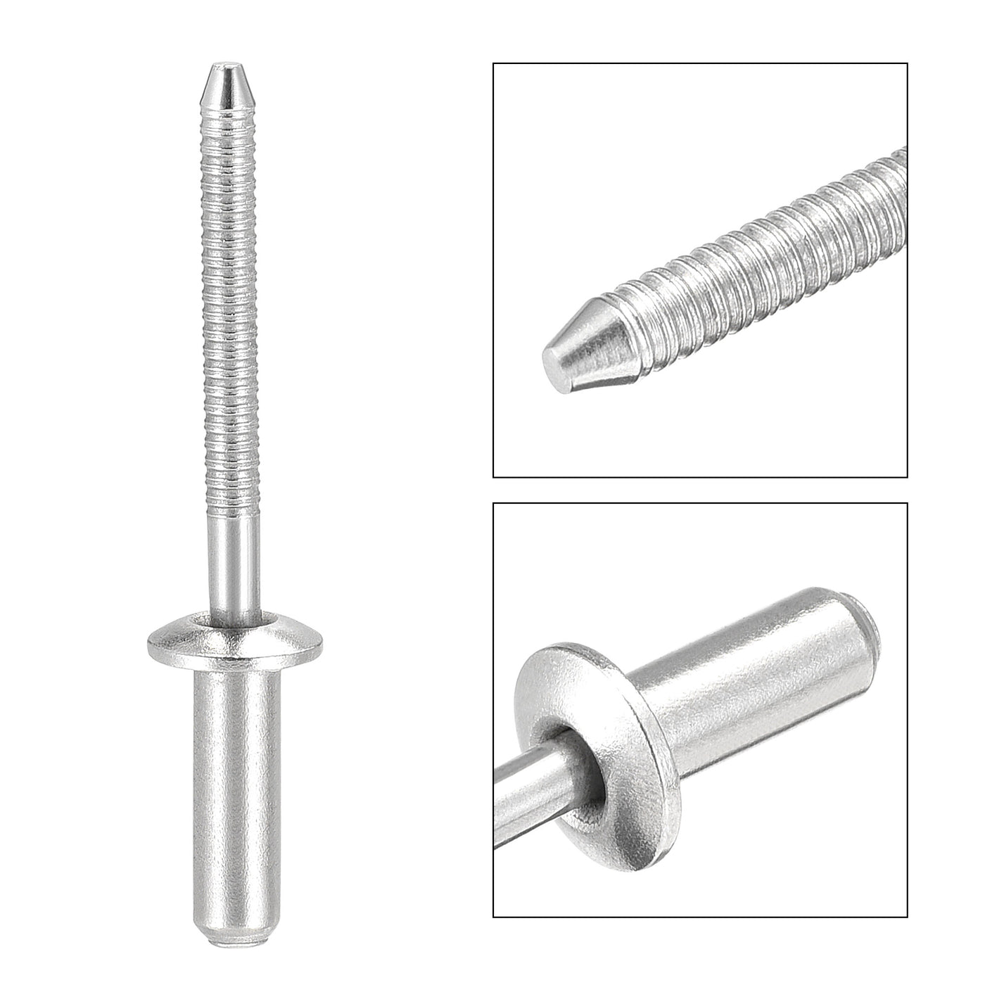 Harfington Blind Rivets, 304 Stainless Steel Pull Rivets Core Decoration Rivets Diameter Length