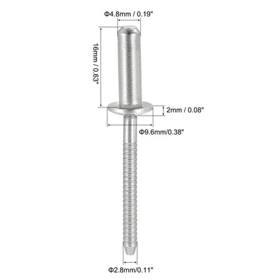 Harfington Blind Rivets, 304 Stainless Steel Pull Rivets Core Decoration Rivets Diameter Length