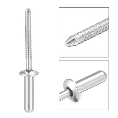 Harfington Blind Rivets, 304 Stainless Steel Pull Rivets Core Decoration Rivets Diameter Length