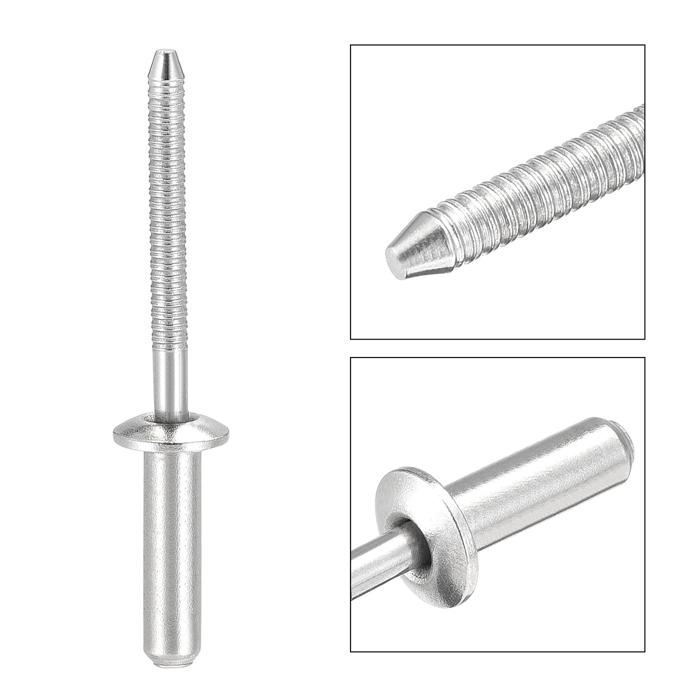 Harfington Blind Rivets, 304 Stainless Steel Pull Rivets Core Decoration Rivets Diameter Length