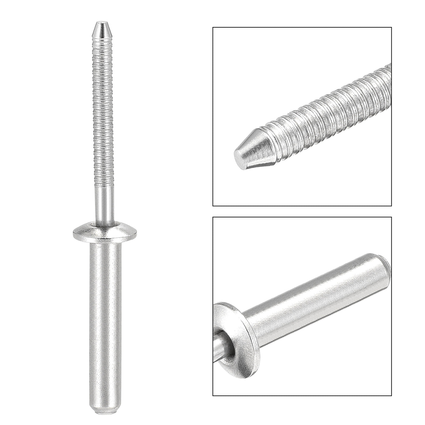Harfington Blind Rivets, 304 Stainless Steel Pull Rivets Core Decoration Rivets Diameter Length